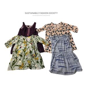 Tea Collection Girls Dress Bundle Lot of 4 Floral Geometric Fish Size 3T